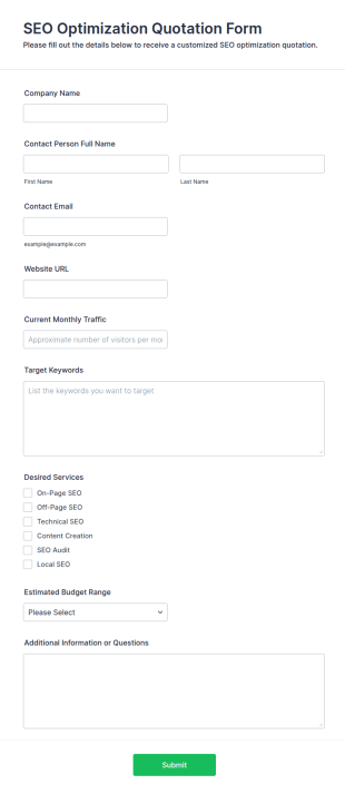 SEO Optimization Quotation Form Template