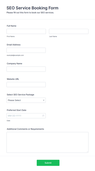 SEO Service Booking Form Template