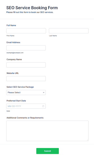 SEO Service Booking Form Template