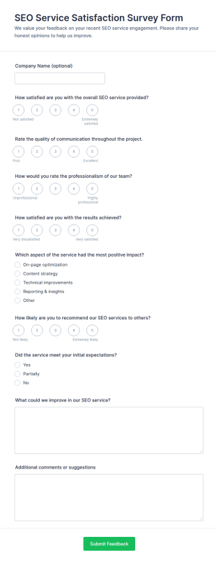 SEO Service Satisfaction Survey Form Template