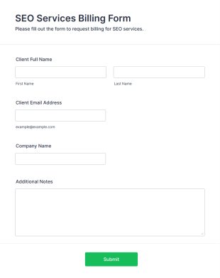 SEO Services Billing Form Template