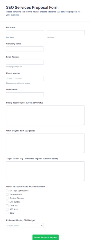SEO Services Proposal Form Template