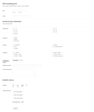 SEO Sisältöpyyntölomake Form Template