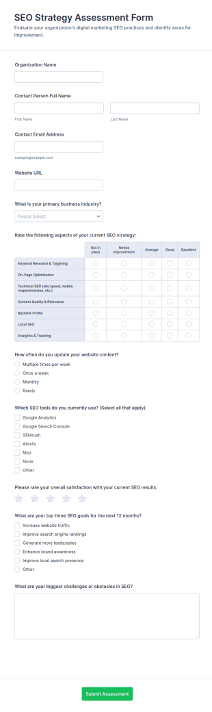 SEO Strategy Assessment Form Template