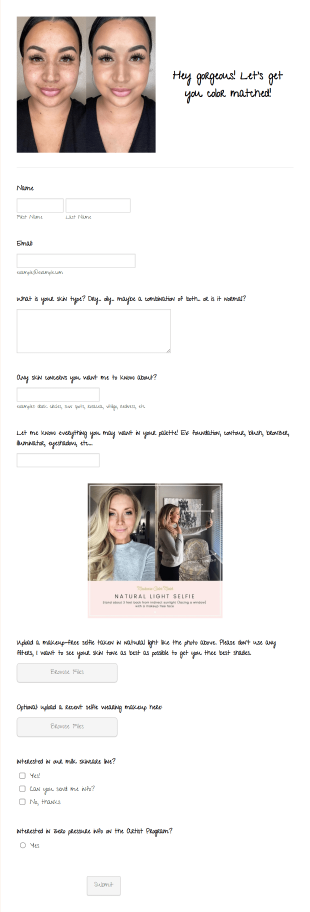 Sepa’s Color Match Form Template