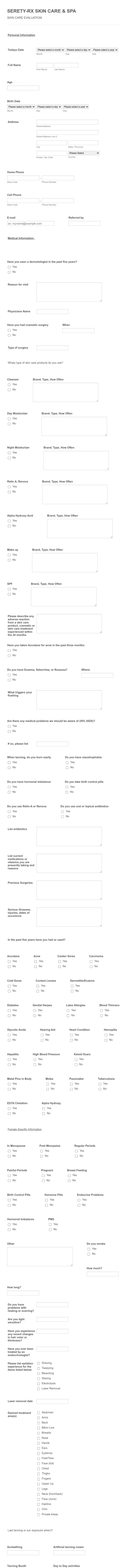 SPA Evaluation Form Template