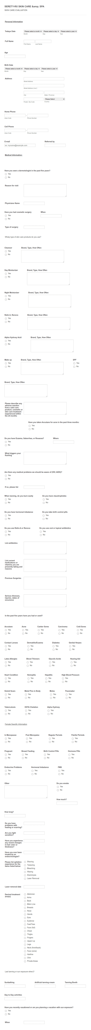 SPA Evaluation Form Template