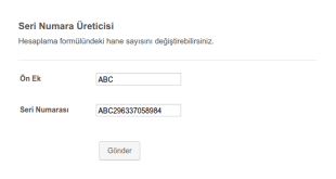 Seri Numarası Üreticisi Form Şablonu