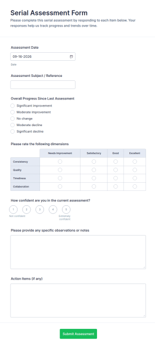 Serial Assessment Form Template