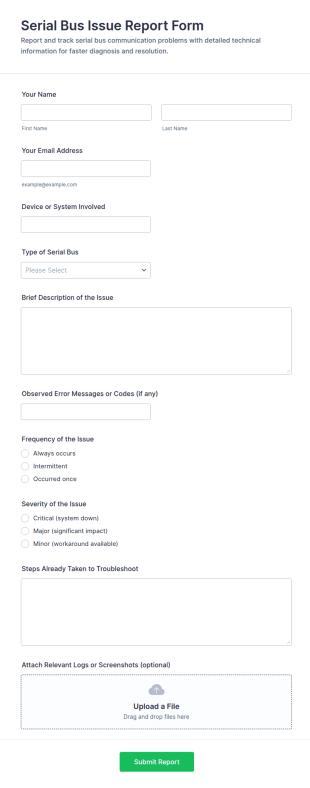 Serial Bus Issue Report Form Template