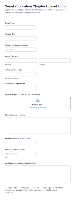 Serial Publication Chapter Upload Form Template