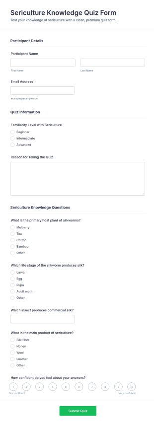 Sericulture Knowledge Quiz Form Template