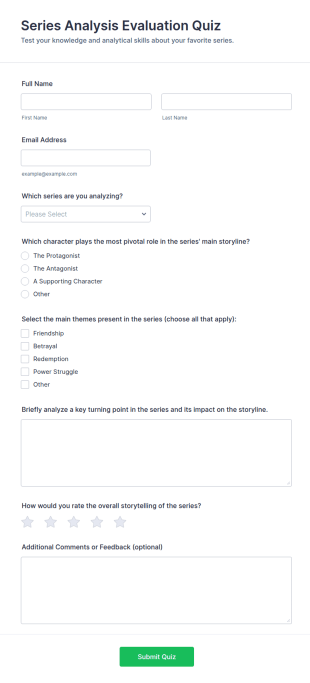 Series Analysis Evaluation Quiz Form Template