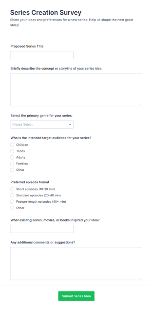 Series Creation Survey Form Template