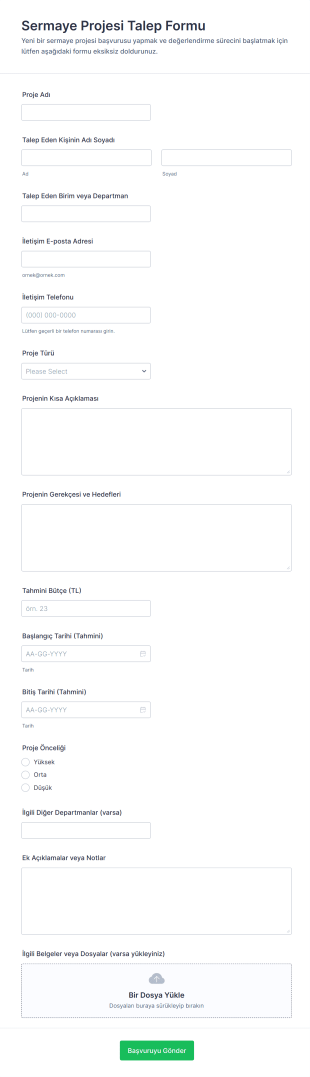 Sermaye Projesi Talep Form Şablonu