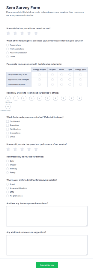 Sero Survey Form Template