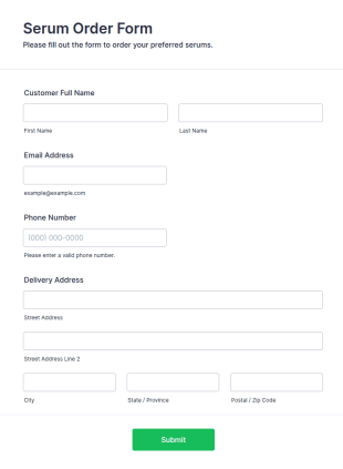 Serum Order Form Template