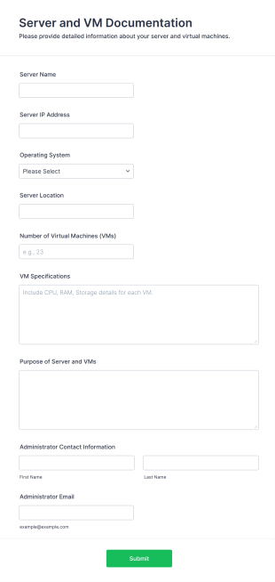 Server And VM Documentation Form Template