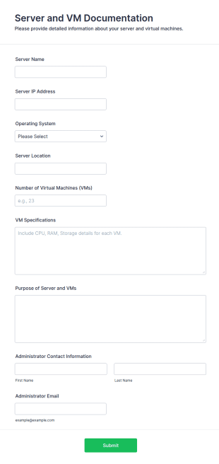 Server And VM Documentation Form Template