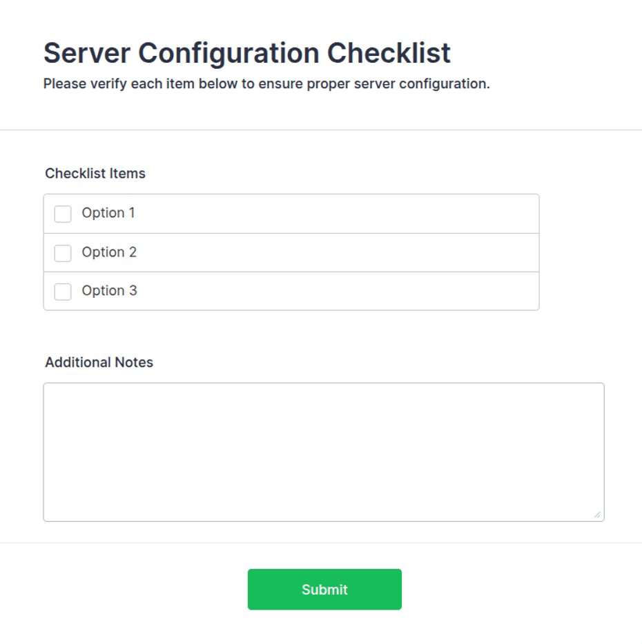 Server Configuration Checklist Form Template | Jotform