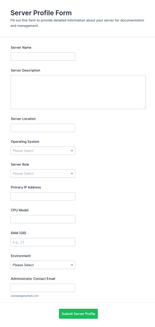 Server Profile Form Template