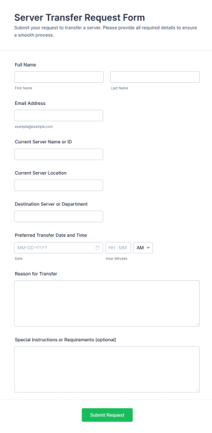Server Transfer Request Form Template