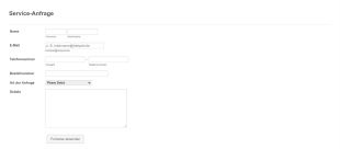 Service Anfrage Formular Form Template