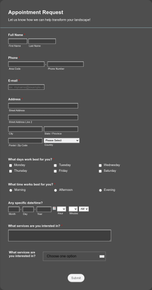 Service Appointment Request Form Template