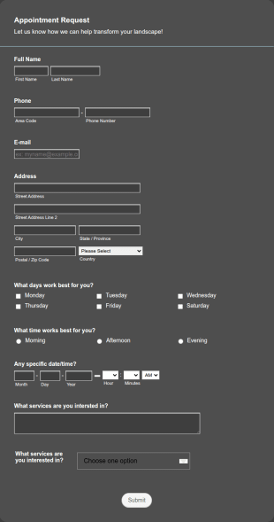 Service Appointment Request Form Template