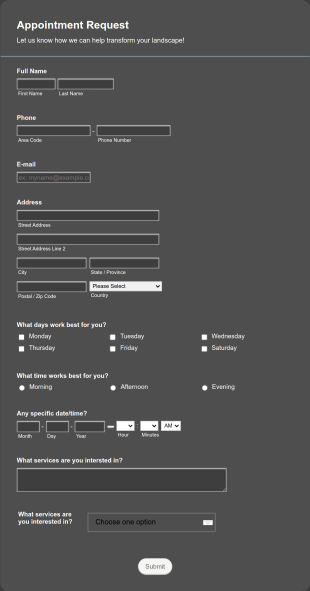Service Appointment Request Form Template