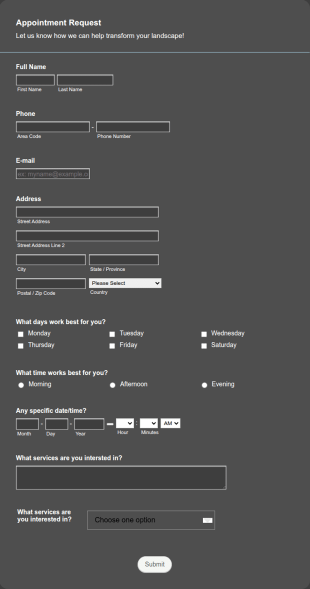Service Appointment Request Form Template
