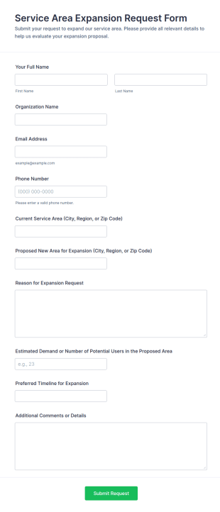 Service Area Expansion Request Form Template