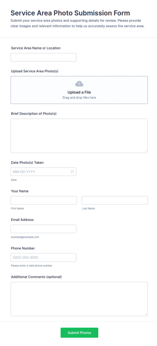 Service Area Photo Submission Form Template