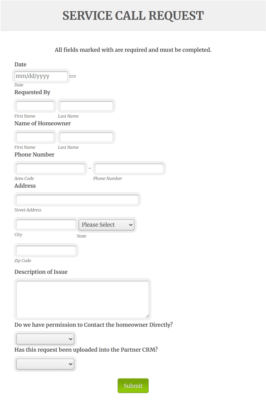 Service Call Request Form Template | Jotform