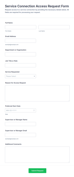 Service Connection Access Request Form Template