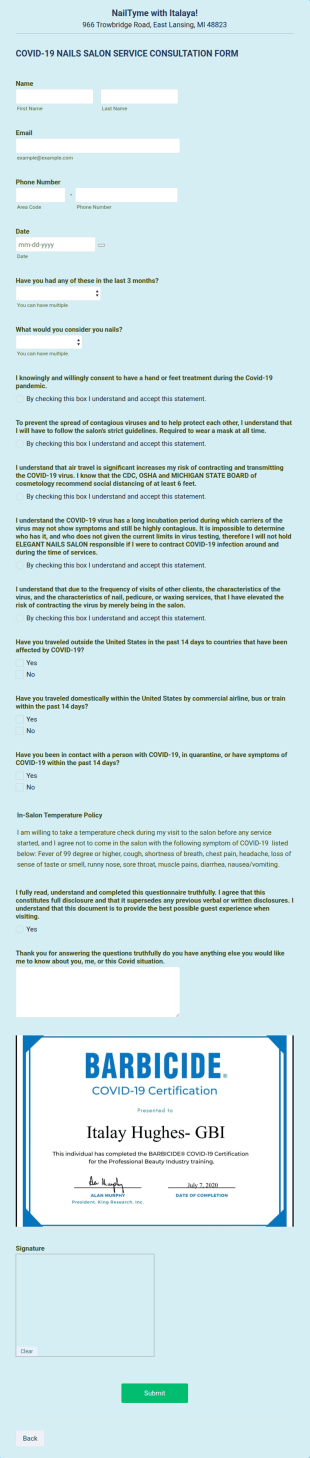 Service Consultation Form Template
