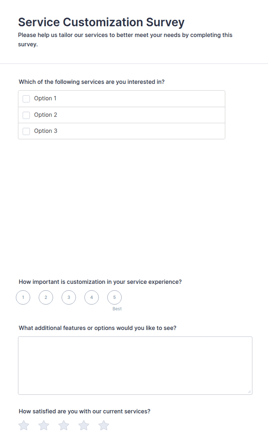 Service Customization Survey Form Template | Jotform