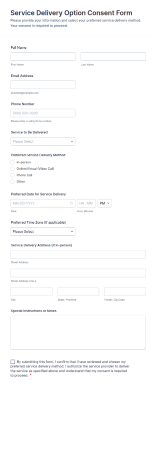 Service Delivery Option Consent Form Template