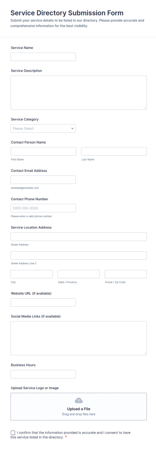Service Directory Submission Form Template