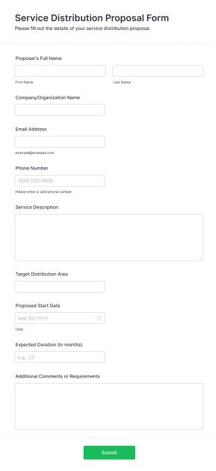 Service Distribution Proposal Form Template