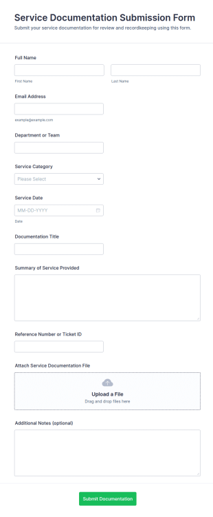 Service Documentation Submission Form Template