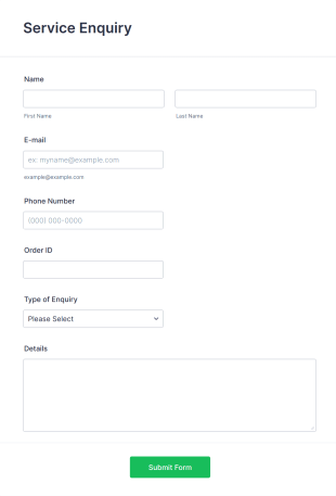 Service Enquiry Form Template
