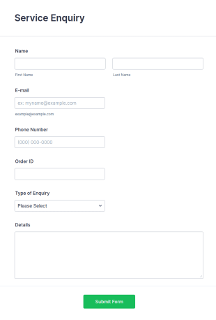 Service Enquiry Form Template