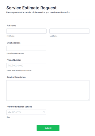 Service Estimate Request Form Template