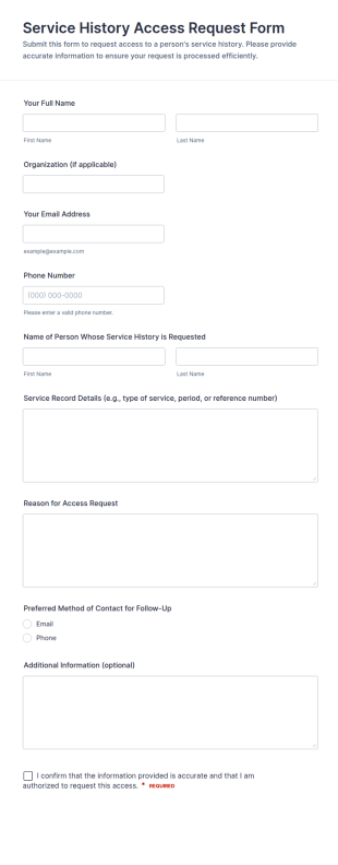 Service History Access Request Form Template
