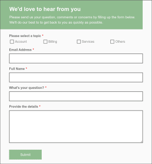 Service Inquiry Form Green Theme