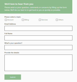 Service Inquiry Form Green Theme