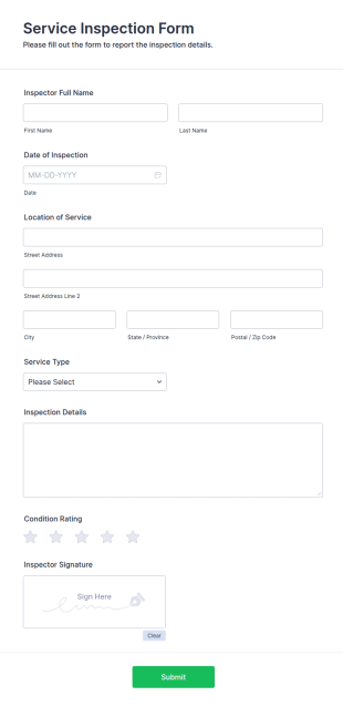 Service Inspection Form Template