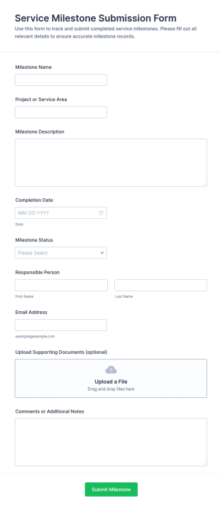 Service Milestone Submission Form Template
