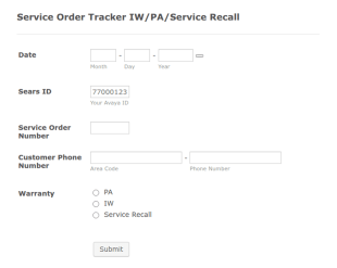 Service Order Tracker IWPAService Recall Form Template